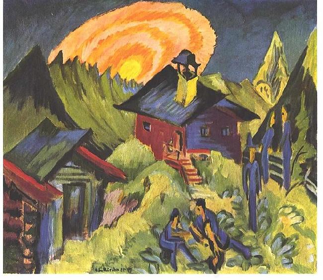 Ernst Ludwig Kirchner Moon rising at the Staffelalp Norge oil painting art